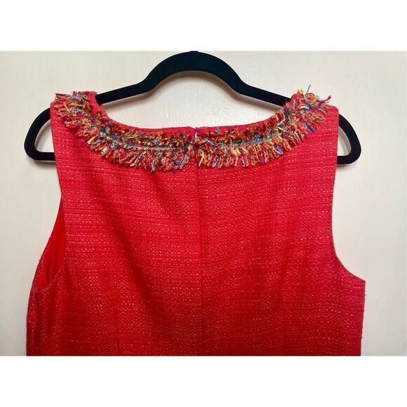 Talbots TEXTURED FRINGE-NECK SHIFT Red DRESS size 14 - Picture 12 of 14